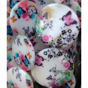 graphical Shell Beads, flat round, 25mm dia, 16pcs per st [SHEGR13-25MM]