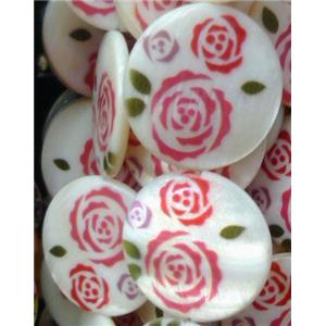 graphical Shell Beads, flat round, 30mm dia, 13pcs per st [SHEGR14-30MM]