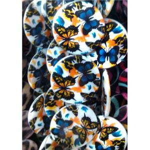 graphical Shell Beads, flat round, 30mm dia, 13pcs per st [SHEGR20-30MM]