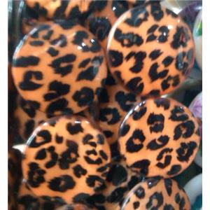 graphical Shell Beads, flat round, 30mm dia, 13pcs per st [SHEGR23-30MM]