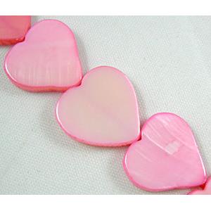 15.5 inches string of freshwater shell beads, heart, lt.hot-pink, approx 8mm wide,50pcs per st [SHEHT005-8MM]