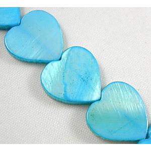 15.5 inches string of freshwater shell beads, heart, blue, approx 8mm wide,50pcs per st [SHEHT007-8MM]