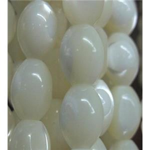 mother of pearl bead, barrel, white, approx 8x11mm [SHEMP32]