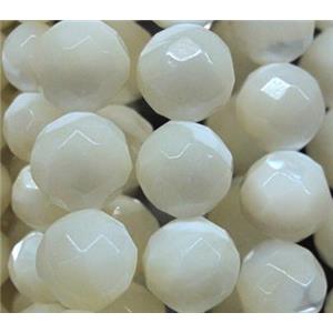white mother of pearl beads, faceted round, approx 8mm dia [SHEMP34-8MM]