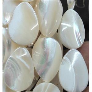 white mother of pearl bead, flat teardrop, approx 10x14mm [SHEMP38-10X14MM]