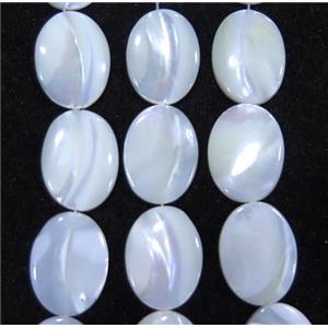 white mother of pearl bead, flat-oval, approx 15x20mm [SHEMP43]