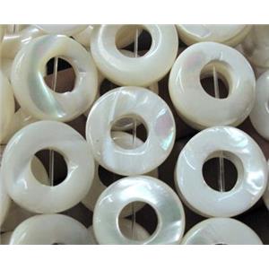 white mother of pearl bead, ring, approx 15mm dia [SHEMP44-15MM]