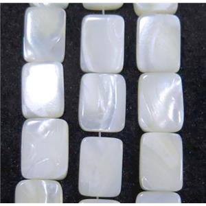 white mother of pearl bead, rectangle, approx 13x18mm [SHEMP45]