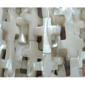 white mother of pearl bead, cross, approx 10x15mm [SHEMP49-10X15MM]