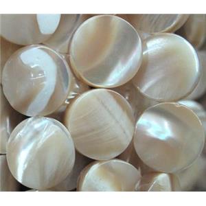 mother of pearl bead, flat round, approx 15mm dia [SHEMP63]