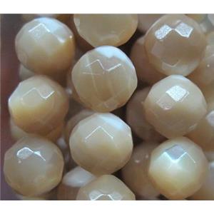 mother of pearl bead, faceted round, approx 8mm dia [SHEMP65-8MM]