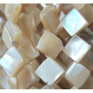 mother of pearl bead, square, 8x8mm [SHEMP76-8X8MM]