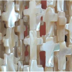 mother of pearl bead, cross, approx 10x15mm [SHEMP83-10X15MM]