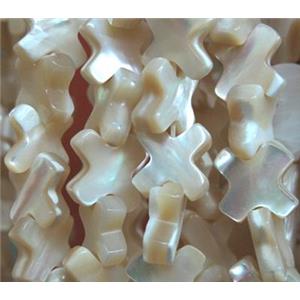 mother of pearl bead, cross, approx 10x10mm [SHEMP84]