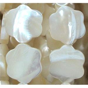 white mother of pearl bead, flower, approx 12mm dia [SHEMP90]