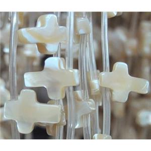mother of pearl bead, cross, approx 8x12mm [SHEMP94]