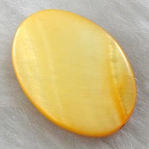 freshwater shell beads, flat-ovel, dyed, yellow, 15x20mm, 20pcs per st [SHEOV01C04]