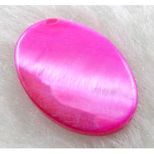 freshwater shell beads, flat-ovel, dyed, hot-pink, 15x20mm, 20pcs per st [SHEOV01C05]