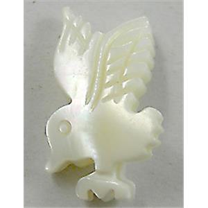 Mother of Pearl pendant, carved, eagle, white, 13x22mm [HEPD02]