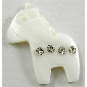 Mother of Pearl pendant, carved, white, 20x24mm [HEPD15]