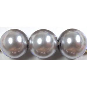 Pearlized Shell Beads, round, grey, 12mm dia, 31pcs per st [SHEPL01C06-12MM]