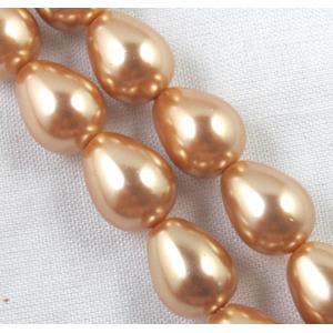 Pearlized Shell Beads, teardrop, approx 8x12mm, 33pcs per st [SHEPL03C04-8X12MM]