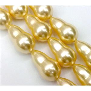pearlized shell beads, Calabash charm, yellow, 10x18mm, approx 22pcs per st [SHEPL16]