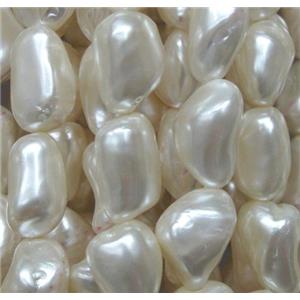 Pearlized Shell Beads, freeform, white, approx 10-16mm, 15.5 inches [SHEPL20]