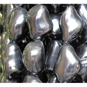 Pearlized Shell Beads, freeform, black, approx 10-16mm, 15.5 inches [SHEPL24]