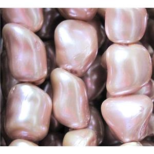 Pearlized Shell Beads, freeform, pink, approx 10-16mm, 15.5 inches [SHEPL25]