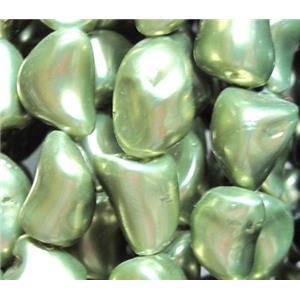 Pearlized Shell Beads, freeform, green, approx 10-16mm, 15.5 inches [SHEPL27]