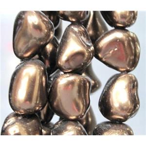 Pearlized Shell Beads, freeform, brown, approx 10-16mm, 15.5 inches [SHEPL28]