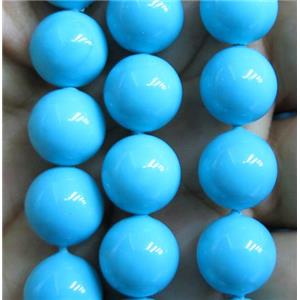 blue Pearlized Shell Beads, round, approx 8mm dia [SHEPL34-8MM]