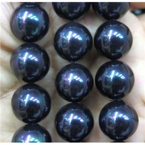 black Pearlized Shell Beads, round, approx 8mm dia [SHEPL37-8MM]