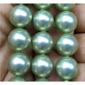 green Pearlized Shell Beads, round, approx 8mm dia [SHEPL42-8MM]