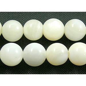 freshwater shell beads, round, dyed, white, 6mm dia,62bead per st [SHERD01]