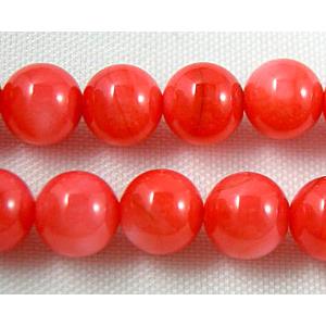 freshwater shell beads, round, dyed, ruby, 6mm dia,62beads per st [SHERD03]