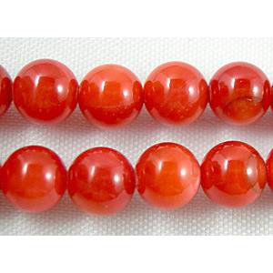 freshwater shell beads, round, dyed, red, 6mm dia,62bead per st [SHERD04]