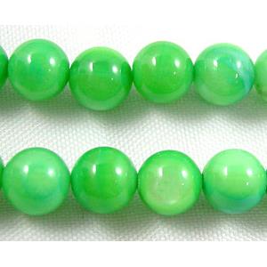 freshwater shell beads, round, dyed, green, 6mm dia,62bead per st [SHERD08]