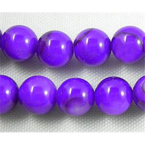 freshwater shell beads, round, dyed, deep-lavender, 6mm dia,62bead per st [SHERD10]