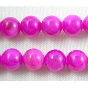 freshwater shell beads, round, dyed, hot-pink, 6mm dia,62bead per st [SHERD11]