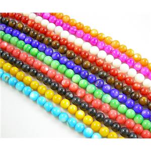 freshwater shell beads, round, dyed, mixed color, 6mm dia,62beads per st [SHERDMIX]