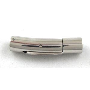 Stainless Steel clasp for bracelet, platinum plated, 5.5x30mm, 4mm hole [SSCLA014-4MM]