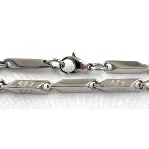 Stainless Steel Necklace chain, platinum plated, 3x3x15mm, approx 23 inch(58.5cm) length [SSNK01]