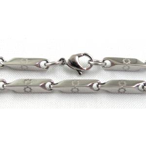 platinum plated Stainless Steel Necklace, 3x3x15mm, approx 23 inch(58.5cm) length [SSNK03]