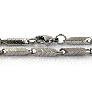 platinum plated Stainless Steel Necklace, 3x3x15mm, approx 23 inch(58.5cm) length [SSNK04]