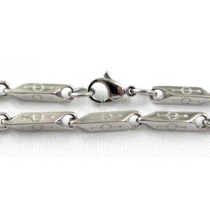 Stainless steel Necklace, platinum plated, 3x3x15mm, approx 23 inch(58.5cm) length [SSNK05]