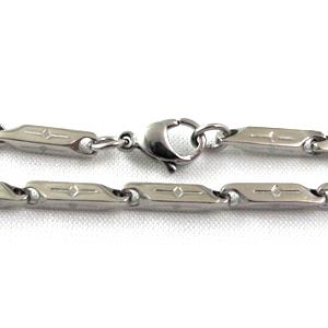 Stainless steel Necklace, platinum plated, 3x3x15mm, approx 23 inch(58.5cm) length [SSNK06]