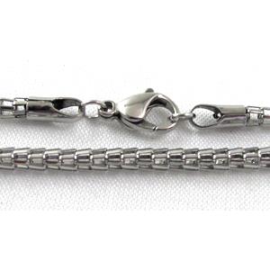 Stainless steel Necklace, platinum plated, 3mm dia, approx 19.5 inch(50cm) length [SSNK07]