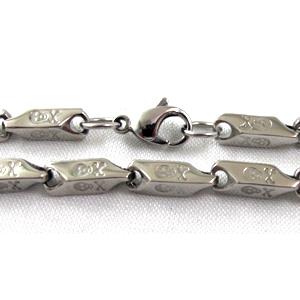 Stainless steel Necklace, platinum plated, 4x4x15mm, approx 21.5 inch(55cm) length [SSNK08]